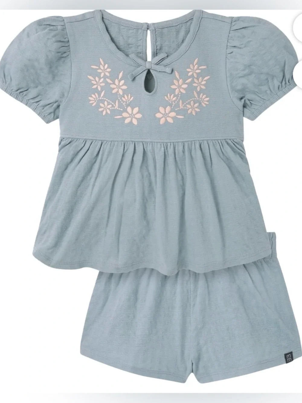 Modern Moments by Gerber Girls 5T Aqua Floral Embroidered 2pc Outfit NWT